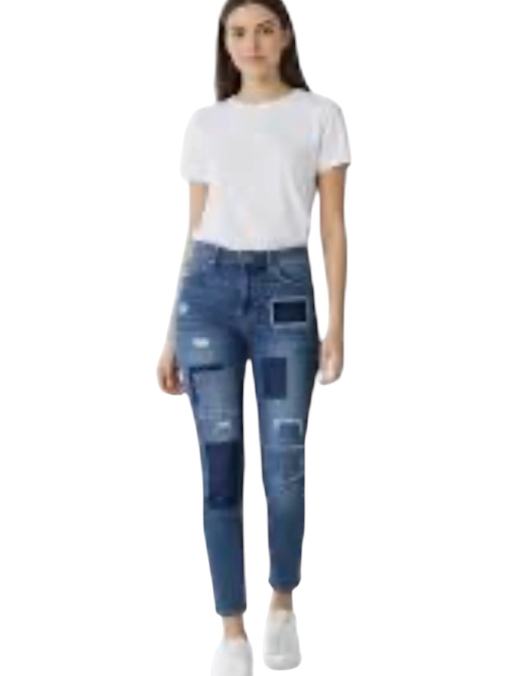 Twenty One Black Low-Rise Patchwork Skinny Jeans 7/8 R